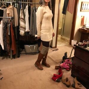 Cream Cable Knit Sweater Dress